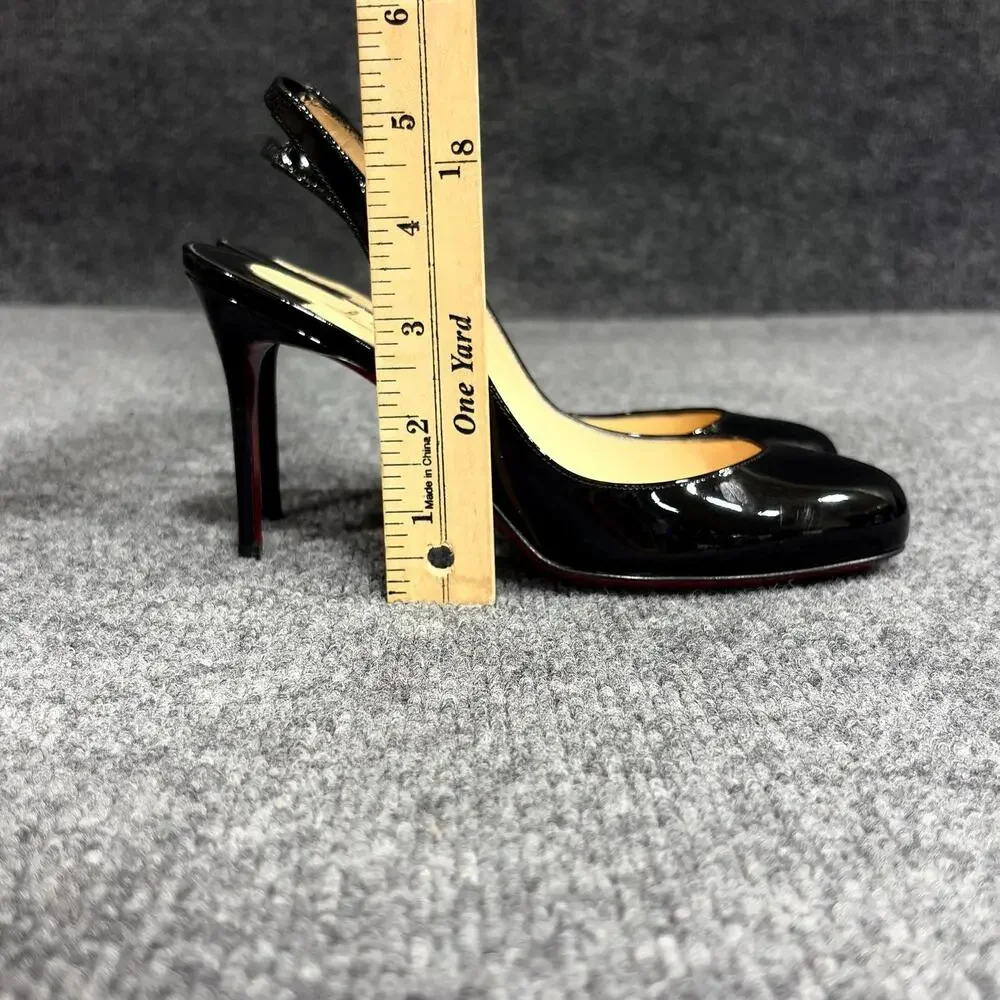 Christian Louboutin Shoes Womens 6 EU 36 Black Fifi Patent Slingback Heels Italy